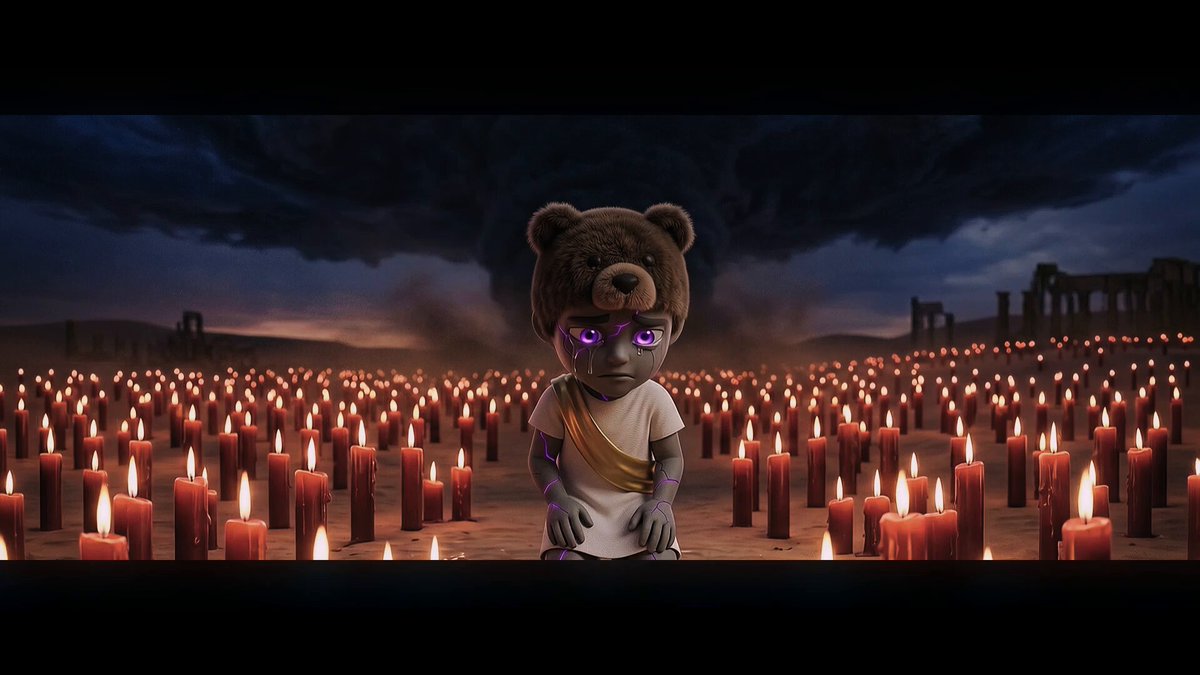 The image features a cartoon bear wearing a hat, surrounded by numerous lit candles of various sizes scattered throughout the scene. The bear appears to be standing amidst these candles, creating an unusual and intriguing atmosphere. The caption above the image reads "Oh, what happened? Again? No way... What could be worse than a bear market? Moves like these $wstETH and $ZRO weren't enough?". This phrase suggests that there might have been some sort of event or situation involving bears in the area, possibly related to the candlelight.