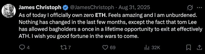 The image features a black background with white text that reads "James Christoph @jameschristoph". Below this, there are two lines of text written by someone else, which appear to be a response or comment about the post. The person has used the hashtag #jameschristoph and wrote a message in the form of a tweet.