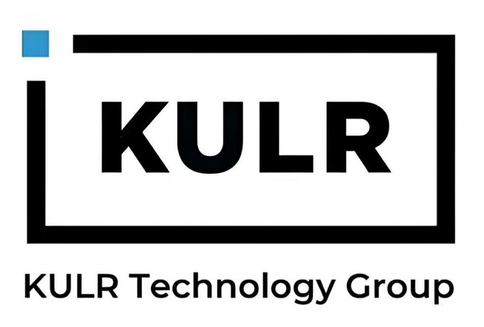 The black and blue logo for KULR Technology Group, displayed with bold black text inside a black rectangular border.
