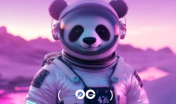 An astronaut panda wearing a spacesuit and helmet is set against a purple alien landscape, with '( OG )' text visible at the bottom.