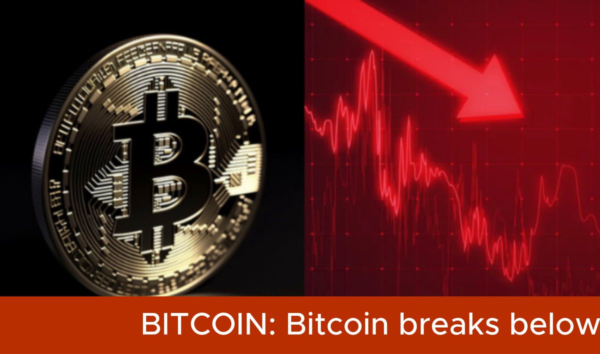 The image shows a screenshot of a cryptocurrency market with a bitcoin price chart. The chart displays that Bitcoin has reached below 60,000 for the first time since January, indicating a decline in value over the past two days. There's another red arrow pointing downwards toward the right side of the graph showing this trend continuing. 

The accompanying post suggests that Bitcoin is now worth 60,000 or more and warns against investing further in it as the market continues to fall due to heavy selling in tech and semiconductor stocks on the second day of the week. The post emphasizes caution when considering bitcoin investments.