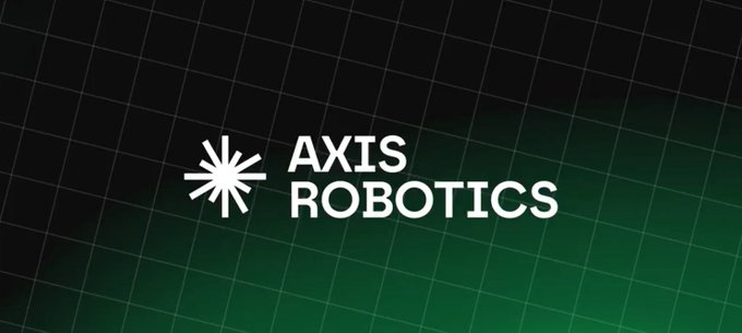 The image displays the "AXIS ROBOTICS" logo in white text against a dark green grid background, featuring a starburst icon next to the company name. This branding relates to the post announcing Axis Robotics' collaboration with KaitoAI for their mindshare epochs, highlighting the impressive engagement metrics from Epoch 1.
