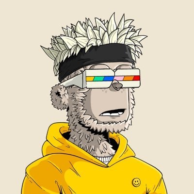 A stylized cartoon character with spiky hair, a beard, and rainbow-tinted sunglasses wears a yellow hoodie featuring a smiley face pin. The post references a previous profile picture (PFP) of the same "y00t" character, suggesting the user is reminiscing about an older version of this avatar they've since updated.