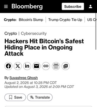 This Bloomberg headline reads "Hackers Hit Bitcoin's Safest Hiding Place in Ongoing Attack," highlighting negative news for Bitcoin, yet the accompanying post suggests Bitcoin's price can rise even with bad news.