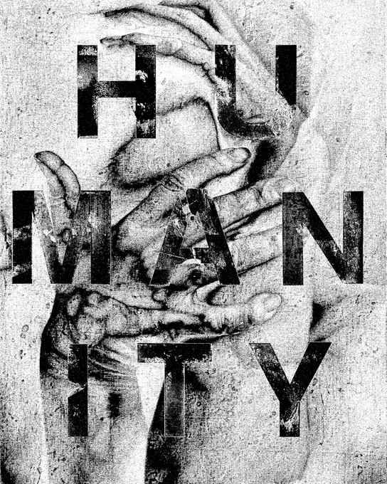 A black and white grungy graphic with the large text 'HI WANI TRY' overlaid on an image of clasped hands.