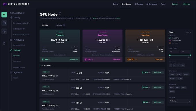 The image shows a webpage with an updated look, featuring tabs labeled "GPU Node" and "GPU Cluster Dashboards". These tabs display information about various GPU options, including their prices and features. This new design makes it easier for users to find and compare different GPU solutions based on their requirements, making the overall browsing experience more user-friendly and efficient. The post suggests that this website offers affordable GPU rental services, allowing users to rent exactly what they need from the GPU Cluster Dashboards without paying extra fees or dealing with limited options.