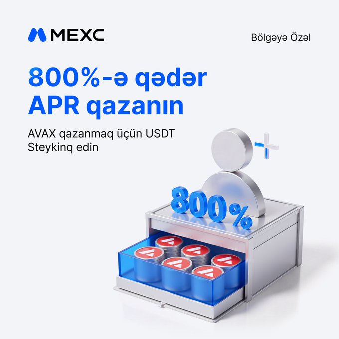 A MEXC cryptocurrency exchange advertisement offering up to 800% APR by staking USDT to earn AVAX, marked as a region-specific promotion.