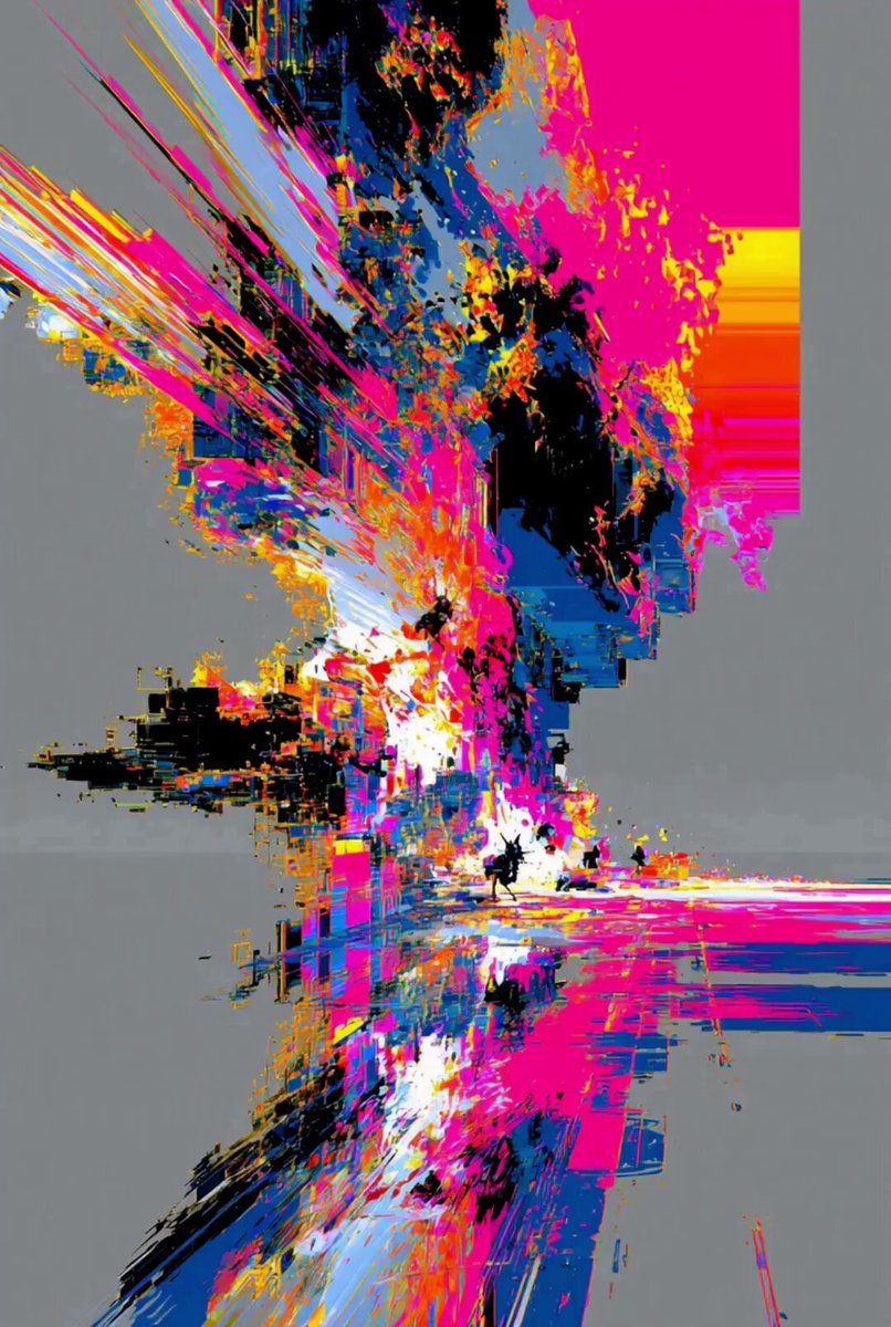 The image features a digital art piece with a gradient background, which appears to be a painting or an abstract design. The colors used are predominantly pink, blue, and black, creating a visually striking effect. The artwork seems to be a representation of movement and energy, as it is described as "spilled from the journal directly into the machine." This phrase suggests that the art piece has been created using a computer program or software, possibly for an online gallery or digital art exhibition. The image also includes text that reads "Spilled from the journal directly into the machine. Binary Sentiment is a raw capture of movement and internal noise, anchored emotion and feeling Limited timed edition @TransientLabs 4 days left to collect Price $006 9 Ξ About." This implies that there might be an ongoing digital art project or exhibition with limited time remaining for viewers to access it.