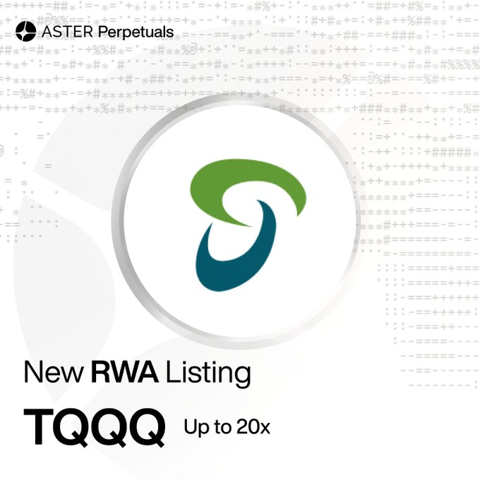 ASTER Perpetuals announces a new RWA listing for TQQQ (ProShares UltraPro QQQ) with up to 20x leverage.