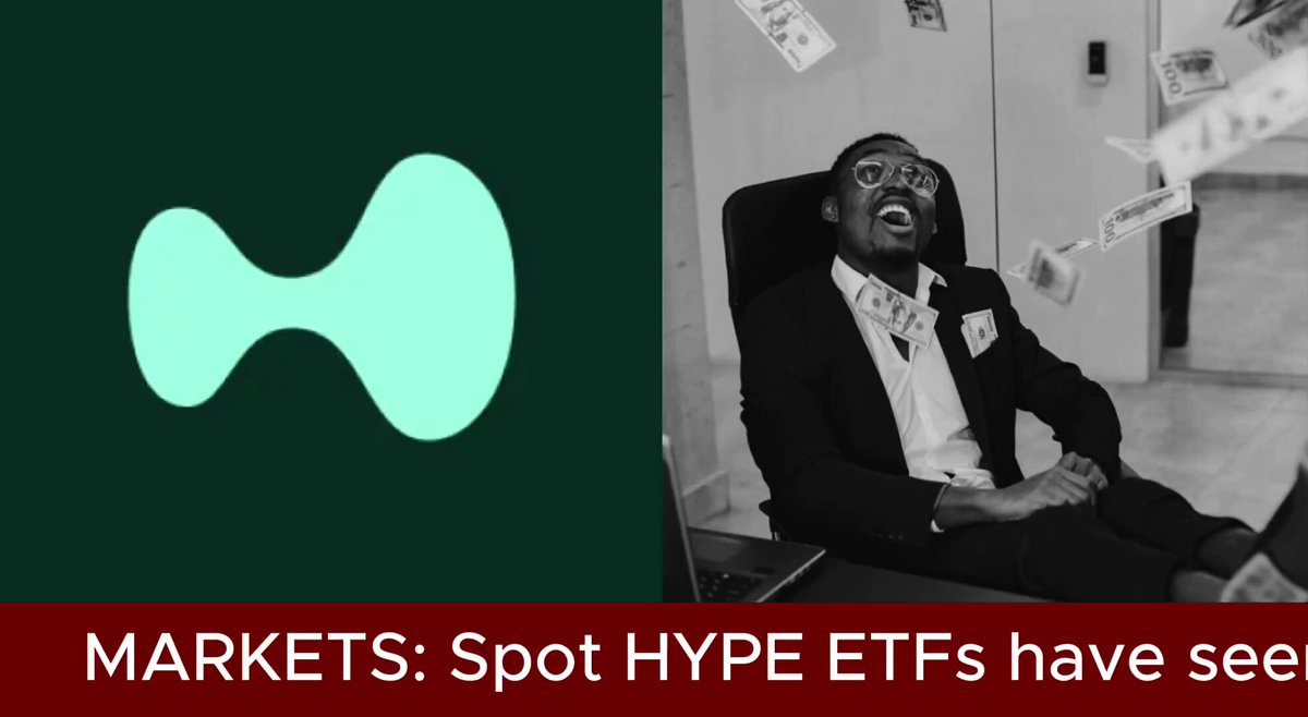 The image shows a man sitting in an office chair with money falling from the ceiling around him. The text above the photo reads " Markets: Spot Hype ETFs have see", which suggests that there are ETFs related to Hyper Liquid ETFs, possibly Hyper LiquidX, that have been trading at a high volume recently. This could be due to the man's success in spotting these ETFs and investing in them. The image also includes a logo for Hyper Liquid ETFs, indicating their presence in the market.