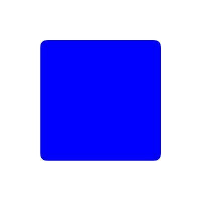 Simple graphic of a solid blue rounded square centered on a white background.