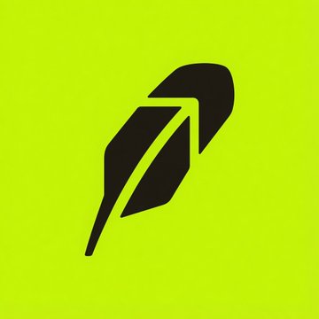A simple logo featuring a black stylized feather or rocket-like icon displayed on a bright yellow-green background.