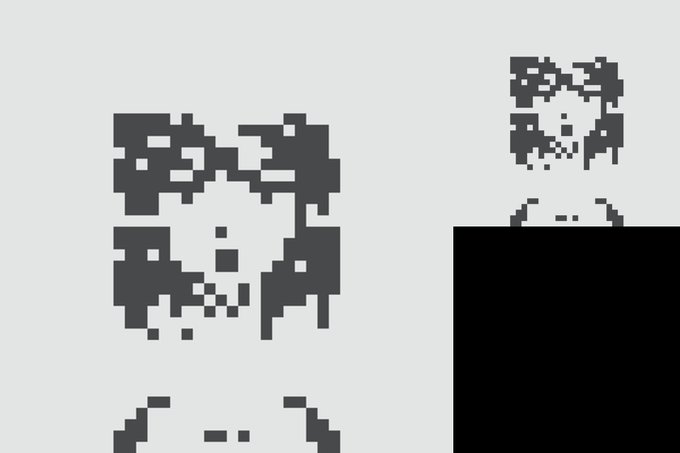 A pixel art image featuring two stylized, low-resolution skull-like creatures—one larger and more detailed on the left, and a smaller version partially visible on the right—overlapping a black rectangle that resembles a blockchain wallet display, matching the post about an expanding Node receiving a "NORMPEPEN" set 080, edition 40, relating to Opepen NFT ownership and node uptime.