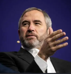 A portrait photograph of a bearded man speaking at an event, gesturing with his hand.