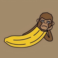 A cartoon monkey is seen clinging to and nibbling on a banana, illustrating a "buy the dip" or accumulation strategy. This perfectly complements the post's message urging investors to purchase $DOGE at its current low price for significant year-end returns, much like the monkey confidently holding onto the fruit.