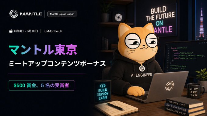 The image features an advertisement for a meetup event hosted by @MantleOfficial. The event was held on June 3rd, and there were participants-only content available for those who attended. A summary of this content can be found below the image in a novel-like style.