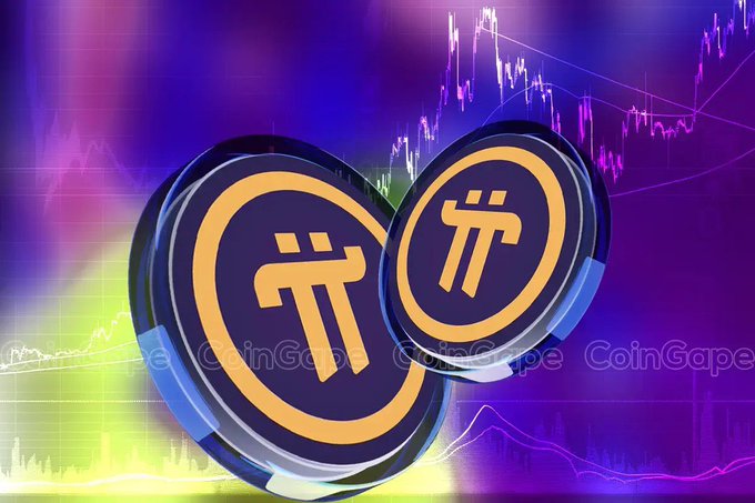 Two glowing orange Pi Network coin logos sit prominently in front of a colorful background featuring rising and falling candlestick charts, symbolizing the cryptocurrency's market activity. The image visually reinforces the post's message that Pi requires genuine trading liquidity and market engagement rather than mere hype to sustain its ecosystem.