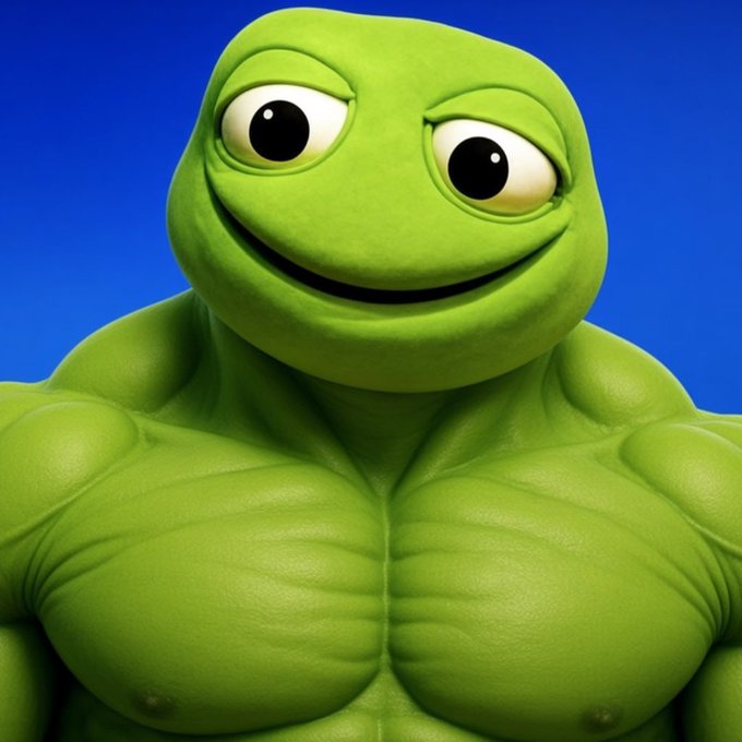 A muscular, anthropomorphic green toad with a sly smile and bulging eyes is displayed against a vibrant blue background, serving as the mascot for the meme cryptocurrency $GIGATOAD featured in the post's promotional giveaway.