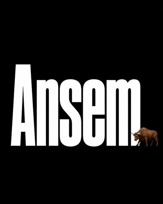 The word "Ansem" appears in large white block letters on a black background, with a small image of a bull in the lower right corner.