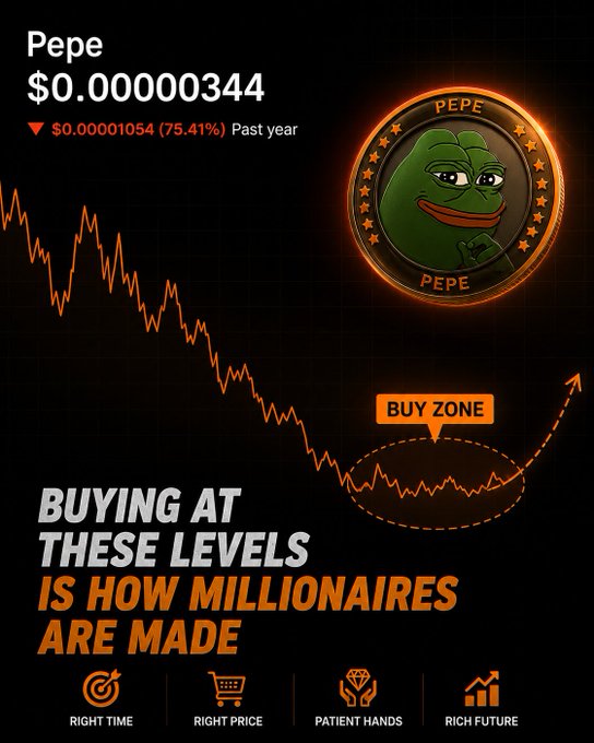 The image shows a coin that features the character Pepe on it. It also has a price chart showing how the price of this pea coin is affected by various levels of buying. The caption suggests that buyers can make money if they buy at certain points along the price curve, with the pea coin being one such example.
