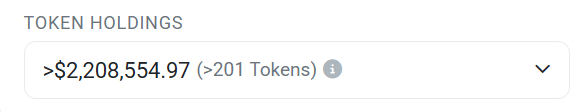 A "Token Holdings" section displays a wallet valued at greater than $2,208,554.97 containing more than 201 tokens, illustrating the context of a wallet holding over $2 million that has started TWAPping $FWA.