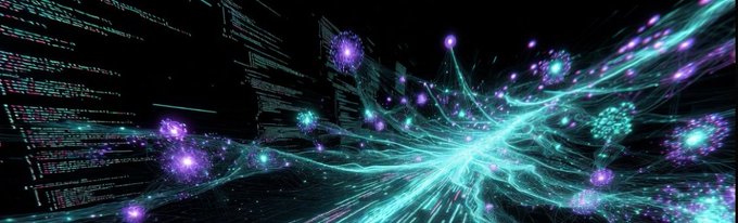 The image features a long banner or poster that showcases an abstract design of blue and purple lines, stars, and circles scattered across a dark background. The text accompanying the image reads "Focus on what is in the image and how it relates to the post". This suggests that the content of the image might be related to Quip Network's projects or services, such as the pace at which they release new features or updates, the community-building aspect of their projects, or even a comparison between different projects. The design elements could represent various aspects of Quip Network's work and its impact on the industry.