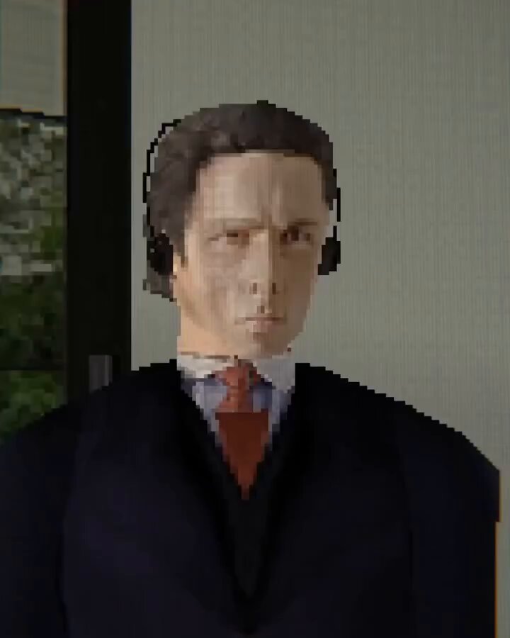The image features a man wearing headphones, likely listening to music or a podcast while looking very serious and dressed in a business suit with a tie. The surrounding environment appears to be indoor space, possibly a room within an office building, as there is a window visible behind the man. However, the focus of the post seems to be on the serious expression of the man's face, rather than the setting or other elements present in the image.