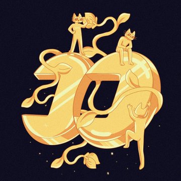 Golden intertwined letters adorned with vines and leaves form a stylized logo, with small illustrated characters climbing and posing on the letters against a dark navy background. The artwork serves as promotional visual art for the $CETS token, showcasing the elaborate, imaginative design style of artist @vutnerable.