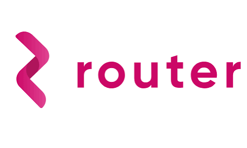 The 'router' company logo featuring a magenta chevron-style arrow icon next to the lowercase 'router' wordmark on a white background.