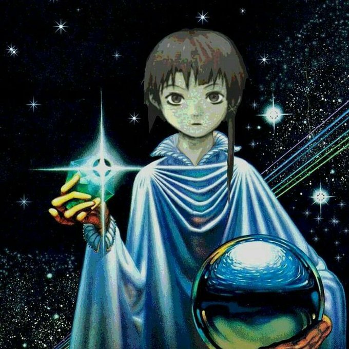 A child-like figure in a flowing blue robe holds a glowing green star and a crystal ball against a cosmic backdrop, evoking prophecy and foresight—mirroring the post's bold prediction that Ethereum (ETH) will reach $8,000 within six months. The mystical imagery suggests the optimistic forecast is presented as a destined, almost otherworldly certainty.