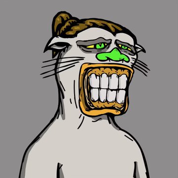 A crude digital drawing shows a pale, bald figure with green snot and an exaggerated, wide grinning mouth.