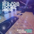 Album or mixtape cover art titled "SOLANA SUMMER HOUSE 2025," showing a skateboard on pavement with address details "JJY5TUE LOCKED" and "A4DC8B6 ZOOM."