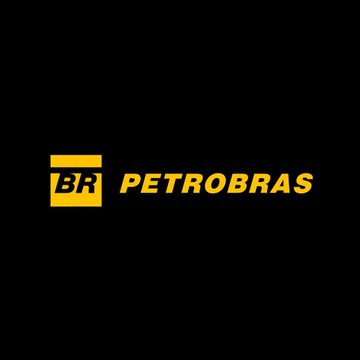 The image displays the yellow and black Petrobras logo, the Brazilian state oil company, on a black background. The logo features the letters "BR" inside a yellow box alongside the word "PETROBRAS," representing the company mentioned in the post about testing Cardano blockchain technology for tracking sustainable fuel certificates.