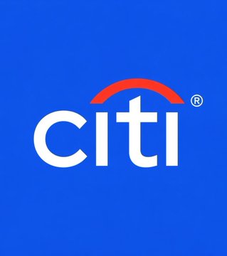The Citi bank logo displayed in white text with the signature red arch on a blue background.