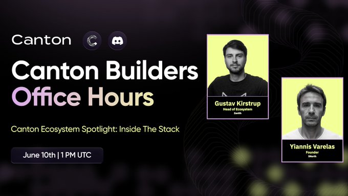 The image features a black background with two men's faces displayed against it. One man wears a black shirt while the other has a yellow shirt. They are standing next to each other, possibly at Canton Builders Office Hours. The text on the poster reads "Canton Builders Office Hours" and "Focus on what is in the image and how it relates to the post".