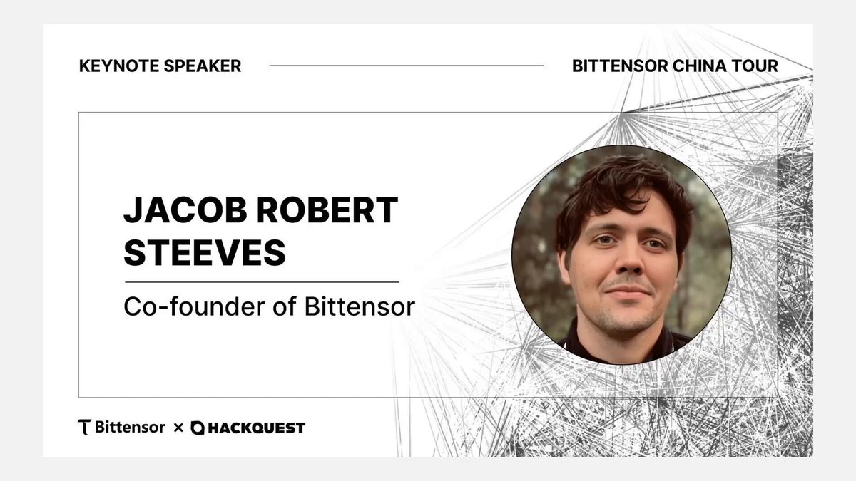 The image features a white background with black text that reads "Key note speaker Jacob Robert Steeves Co-founder of Bittensor". The text is centered, making it easy for viewers to read and understand.