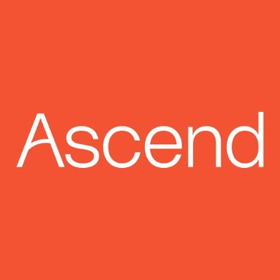 The image features a bright orange background with the white text "Ascend" prominently displayed in a clean, modern sans-serif font, serving as the logo for AscendPerps, a Cardano-based DeFi project highlighted in the post for offering dual utility of staking and lending.
