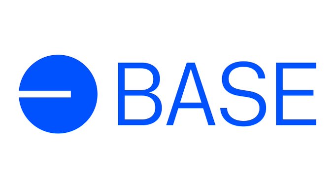 The image displays the BASE logo, featuring a blue circle with a horizontal line through its center alongside the word "BASE" in bold blue letters. This branding represents the Base blockchain network, which the accompanying post announces is now available for launching new tokens like $LAPTOP via LEMON.FUN.