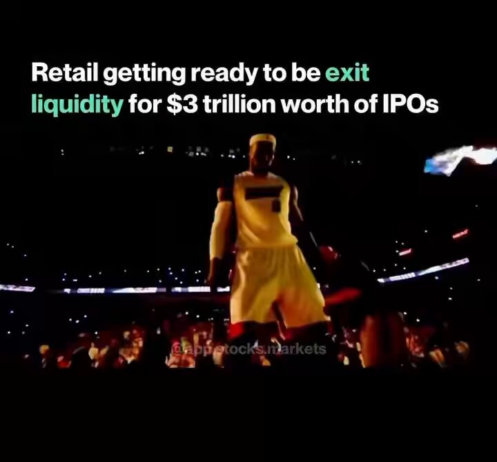 The image shows a group of people dressed up, presumably for an event, and some of them are standing close together. In the background, there's a basketball player wearing a white uniform. A caption is written above the image explaining that retail users are getting ready to exit liquidity for $3 dollar worth of Ipos.