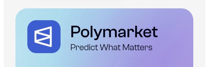 The Polymarket logo with the tagline 'Predict What Matters' on a purple-to-blue gradient background.