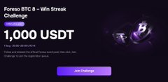 The image appears to be a blurry promotional graphic with purple/dark coloring, displaying partially legible text including "Earn USDT," "Contest," "1,000 USDT," and a purple button labeled "Trade," which aligns with the post's call-to-action encouraging users to position themselves for an upcoming trading event or contest.