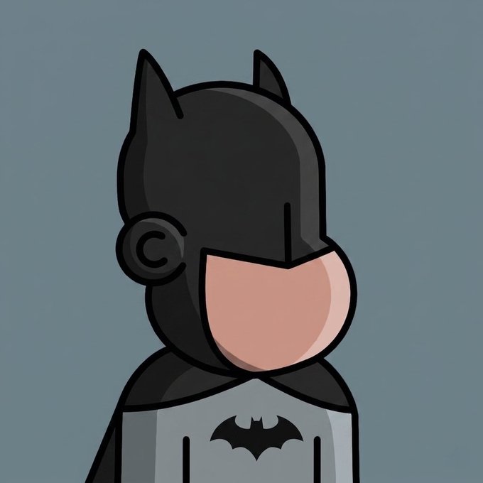 A cartoon illustration of a child dressed in a Batman cowl and costume against a gray background.