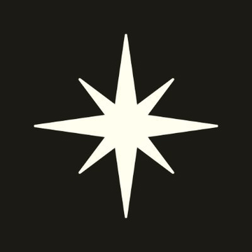 A four-pointed white sparkle or star icon centered on a solid black background.