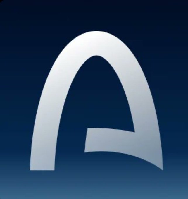 The image displays a stylized white letter "A" logo on a dark blue gradient background, representing the Arc brand referenced in the post. This appears to be a promotional or branding graphic accompanying the explanation of how Arc's Unified Balance Kit works, which uses a greedy algorithm to auto-allocate USDC spending across connected testnets.