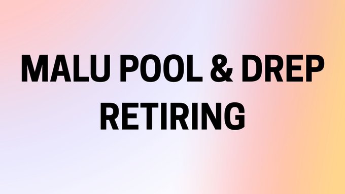 The image features an advertisement for a retirement planning service called Malu Pool & Drip Retiring. The text "Mali Pool & Drip Retiring" is written above a photo of a pool, which is the main visual element of the image. The background of the image has a gradient color scheme with pink and orange hues. The caption below the image reads: "Ohhhhhh this isnt a good thing, now we have Pete, Big Pey and Linda equaling 170 million ada, this is a consolidation of ada power which is exactly what some want."