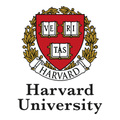 The official Harvard University shield is displayed, featuring three open books with the Latin "VERITAS" and the word "HARVARD" inscribed below, representing one of the world's most prestigious academic institutions. The image is used to reinforce the post's claim that Harvard itself (or a peer-reviewed paper associated with it) has called for Bitcoin's inclusion in central bank reserves, lending academic credibility to the message about Bitcoin's growing institutional acceptance.
