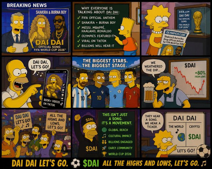 The image features a cartoon depiction of the Simpsons characters discussing the current state of the economy. The cartoon includes various characters such as Homer Simpson, Bart Simpson, Marge Simpson, and their friends. They are seen holding signs that say "Billions hear a song" and " Crypto hears a ticker." This suggests that they might be discussing the impact of the economy on people's lives or the rise of cryptocurrencies in today's financial landscape.

The post also mentions that the Simpsons have been talking about the biggest stars, which could imply their thoughts on the current economic situation or how it affects different aspects of society. The cartoon and its accompanying text provide a humorous take on the topic while still conveying important messages related to the economy and its impact on people's lives.