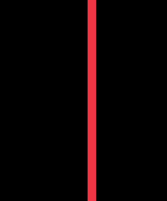 A minimalist image consisting of a solid black background with a single vertical red line running down the center.