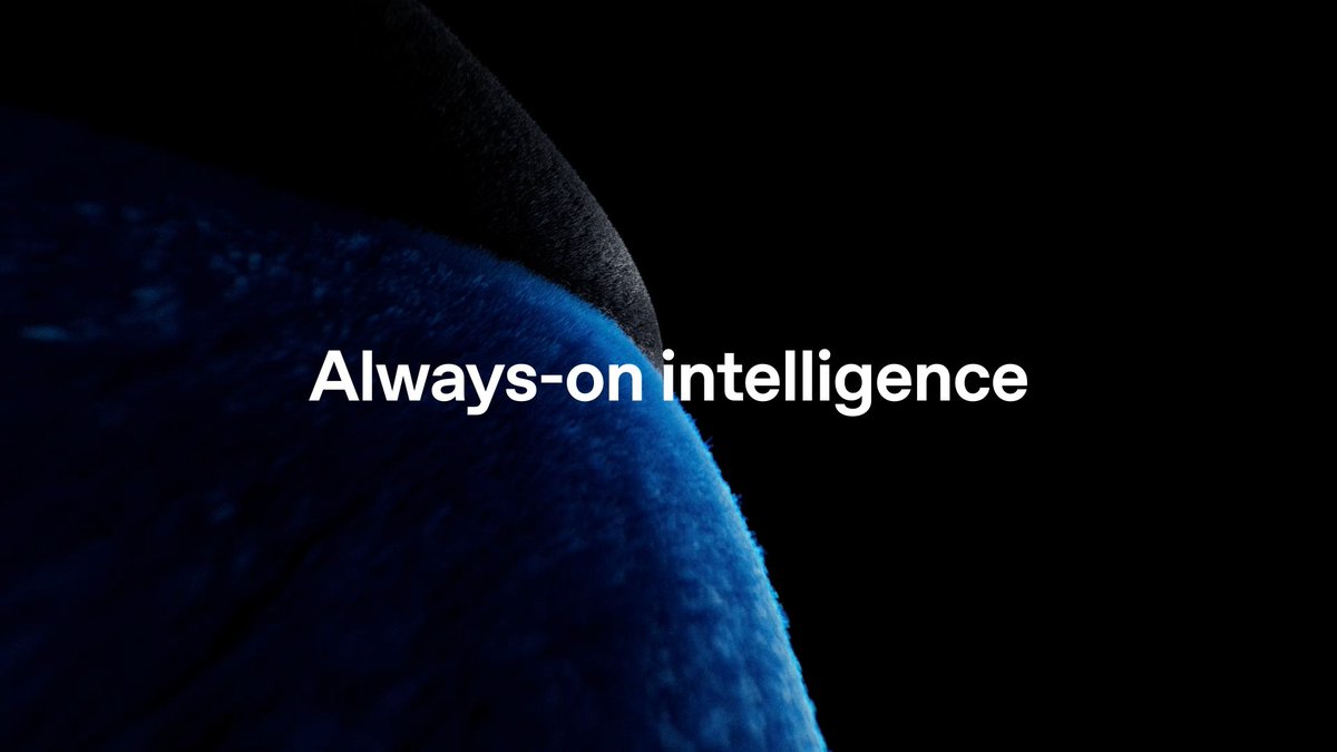 A dark, atmospheric image of a blue planet's edge against black space with the white text 'Always-on intelligence' overlaid.