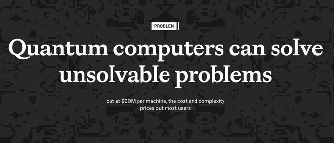 The image features an abstract black and white picture with bold text that reads "Quantum computers can solve unsolvable problems but at $2M per machine, cost and complexity mostly users". The surrounding text provides additional context about quantum computing's impact on problem-solving abilities and the challenges it poses to traditional computing systems.